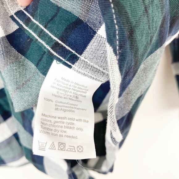 J. Crew Mercantile Flex Blue Green White Plaid Button Down Sz XXL - Picture 3 of 5